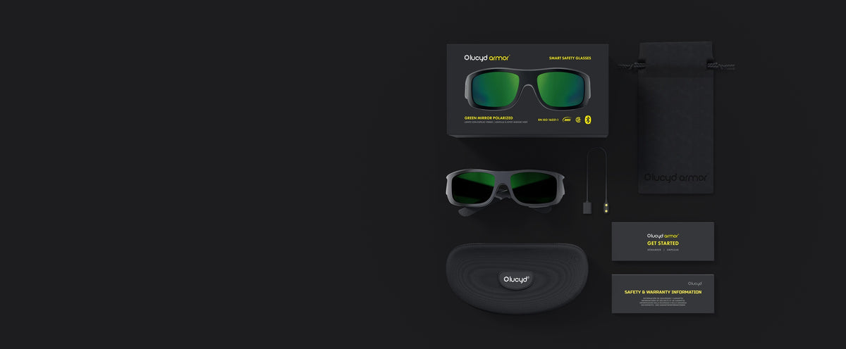 What is in the box: Lucyd Armor | Green Mirror Polarized