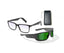 The Lucyd DadPack by Lucyd Bundles—featuring two pairs of eyeglasses (clear and green lenses, one with a Darkside photochromic frame)—is shown on a white background next to a compact Juicebox solar charger with strap. Save $110!.