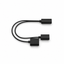 A black Lucyd USB-C Magnetic Charging Cable for Reebok Smart Eyewear, Y-shaped with one connector splitting into two rectangular ends, is displayed on a white background.