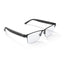Lucyd AERO Hawk semi-rimless smart glasses with a stainless steel brow bar, three-quarter view on a white background
