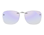 LUCYD EYEWEAR square rimless sunglasses with gradient lenses fading from light purple to clear, thin minimal metal arms, and subtle bridge. Compatible with Chemistrie® Clip-on Lenses. Shown on a plain white background.