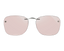 Chemistrie® Clip-on Lenses by LUCYD EYEWEAR—large, square, rimless light pink sunglasses with a thin silver bridge on a white background. Custom clip-ons designed for effortless style and convenience.