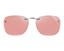 LUCYD EYEWEAR Chemistrie® Clip-on Lenses feature large, square, rimless pink lenses with a thin silver bridge and custom clip-on design, displayed against a plain white background.