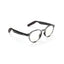 Reebok Jet round smart eyewear features black temple arms and slightly tinted lenses for a sleek look, with open-ear audio functionality. Displayed on a white background.