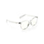 Reebok's Shine eyeglasses feature transparent frames, slightly yellow-tinted lenses, and white temple arms, blending modern style with subtle tech—all beautifully presented on a white background.