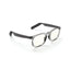 The Reebok Thunder smart glasses feature translucent gray rectangular frames, black arms, and slightly yellow-tinted lenses—designed for privacy-focused users seeking style and innovation. Displayed on a white background.
